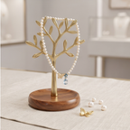 Golden Butterfly Blue Blossom Pearl Necklace