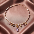 Celestial Star and Crystal Charm Pearl Necklace