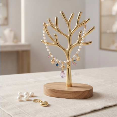 Celestial Star and Crystal Charm Pearl Necklace