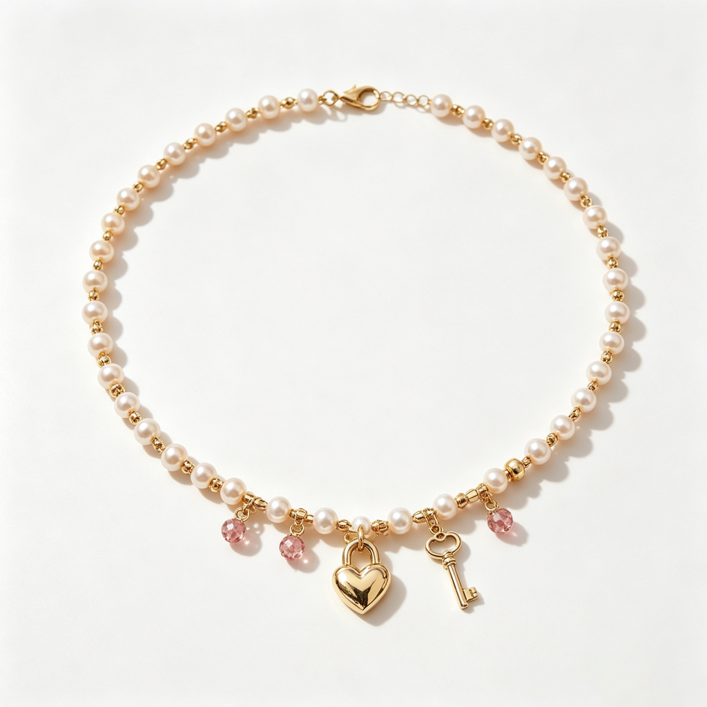 Celestial Star and Crystal Charm Pearl Necklace