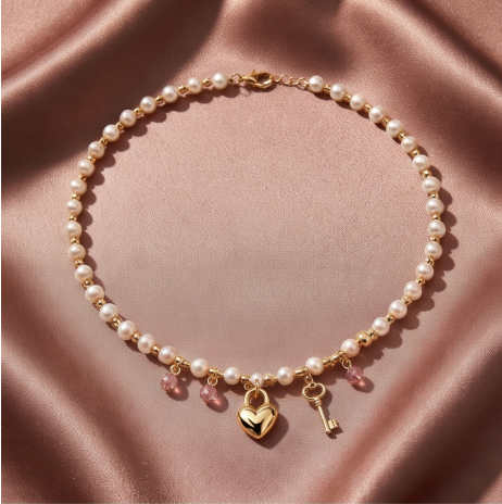 Celestial Star and Crystal Charm Pearl Necklace