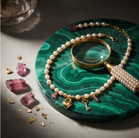 Celestial Star and Crystal Charm Pearl Necklace