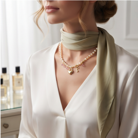 Celestial Star and Crystal Charm Pearl Necklace