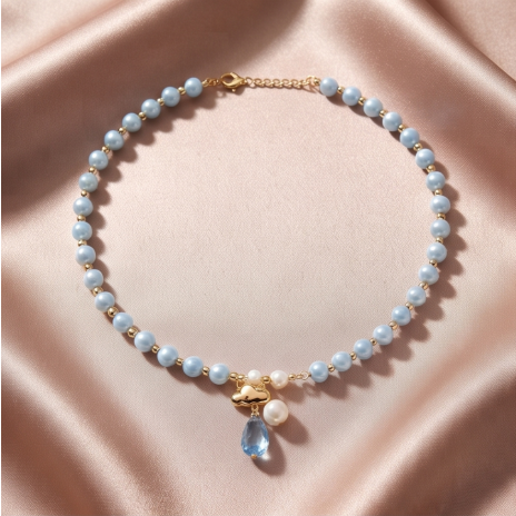 Heavenly Blue Cloud Pearl Necklace