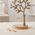 Golden Sunburst and Amber Charm Pearl Necklace