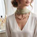 Golden Heart and Ruby Cherry Pearl Necklace
