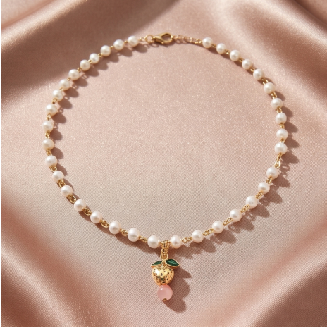 Sweet Strawberry Pearl Necklace