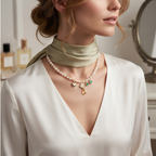 Golden Clover and Heart Pearl Necklace