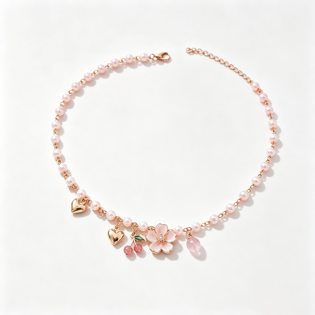 Blushing Cherry Blossom Pearl Necklace