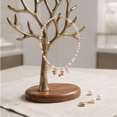 Blushing Cherry Blossom Pearl Necklace