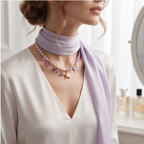 Lavender Star and Bow Charm Pearl Necklace