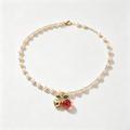 Golden Heart Cherry Pearl Necklace