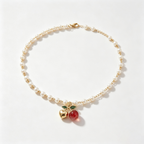 Golden Heart Cherry Pearl Necklace