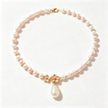 Alternating Pink and White Pearl Blossom Necklace