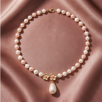 Alternating Pink and White Pearl Blossom Necklace