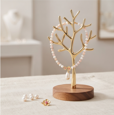Alternating Pink and White Pearl Blossom Necklace